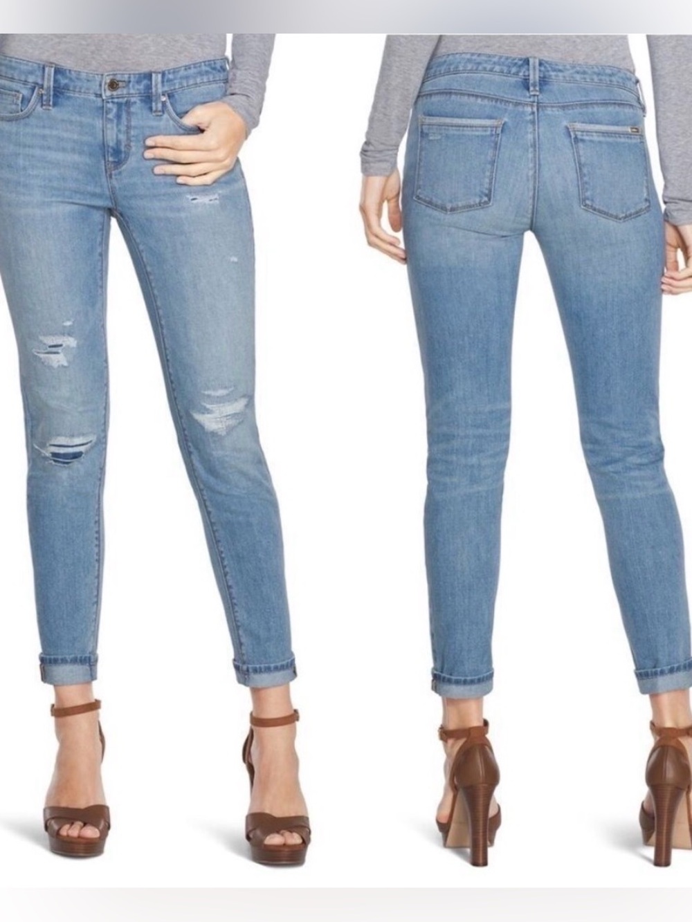 $15 Bundled💥WHBM White House Black Market Girlfriend Distressed Jeans Sz 8 Bin P